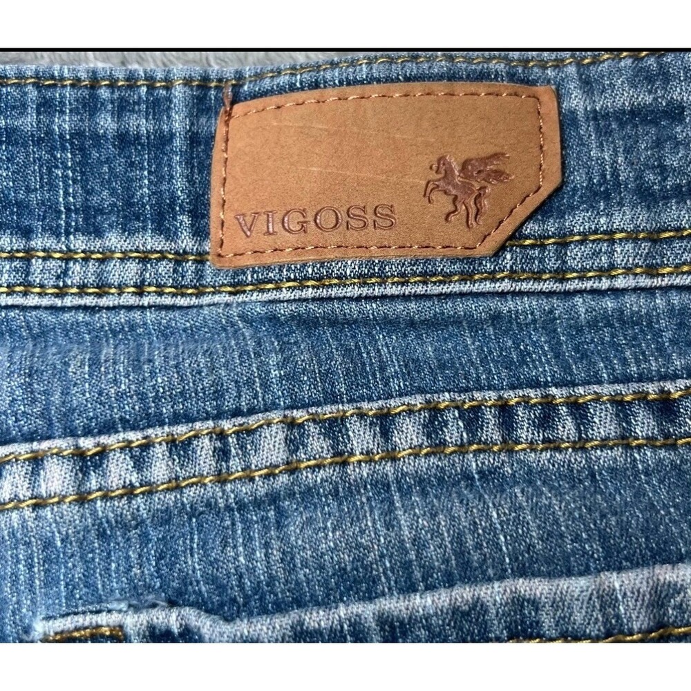 Vigoss Cuffed Hem Capri Jeans Womens Size 7 Blue Denim Distressed Casual - Picture 7 of 16